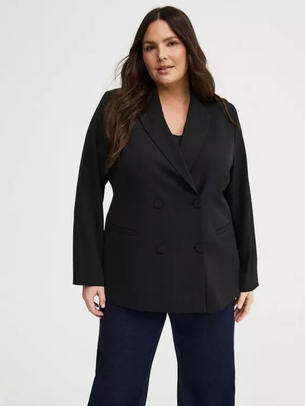 NWT Torrid Black Double-Breasted Notch Collar Menswear Blazer